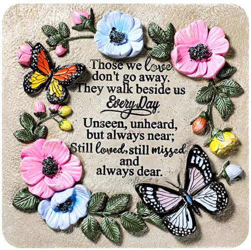 Blosssound Memorial Garden Stone Gifts for Loss of Loved One 9.8 Inch Sympathy Memorial Gifts Those We Love Don't Go Away Condolence Bereavement Plaques for Homes, Lawn and Garden Stepping Stone