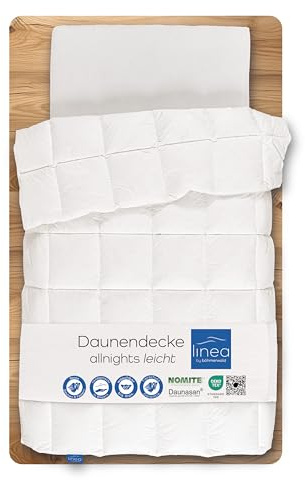 LINEA by böhmerwald allnights - Edredón Suave y Ligero, 135 x 200 cm, 100% plumón y Pluma nuevos, Apto para alérgicos, Lavable a 60 °C, Fabricado en Alemania