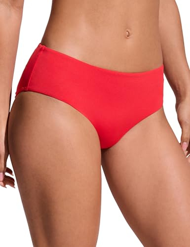 CRZ YOGA Mid Waisted Bikini Bottoms Deep Red 12