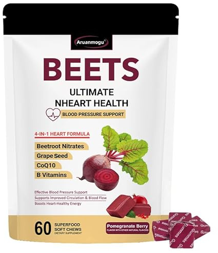 60 Beetroot Gummies with coenzyme Q10 Nitrate, Grape Seed Extract and antioxidants for Heart Health