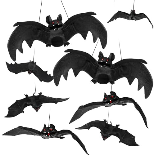 Fledermaus Deko 8 Stück Halloween Deko Outdoor 3D Halloween Fledermäuse Innen Hängende Fledermaus für Erwachsene und Kinder Party