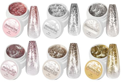 Esmalte De Uñas Gel Con Purpurina Cromada - Kit 6 Unid Gel Decorativo Para Diseños - Manicura Brillante Para Viaje Vacaciones Estilo Salón Y Hogar