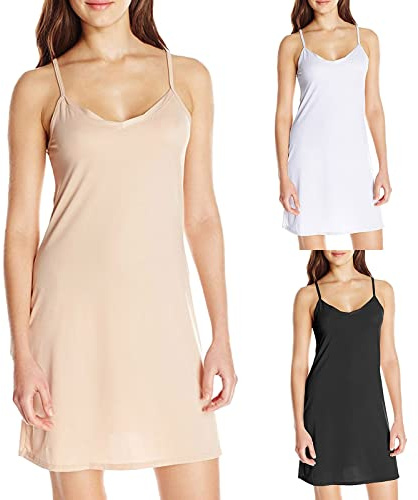 Générique Fond de Robe Respirant Jupon sous Robe Femme Chemise de Nuit Vintage Bretelles Amovibles Taille Droite Lingerie Romantique Confortable Nuit