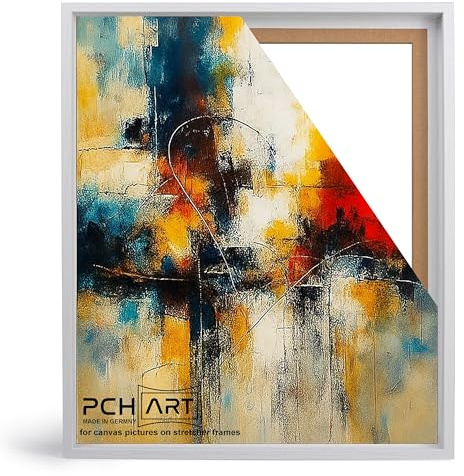 PCH[art] Cornice con giunti nascosti in quercia bianco|per quadri di tela su telaio allungato|Dimensioni: 70x120 cm|Cornice senza vetro e senza pannello posteriore