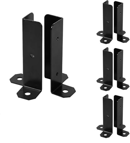Heavy Duty Adjustable Wood Post Base Kit - Black Iron Deck Baluster Ground Anchor for Outdoor Pavilion(8pcs)