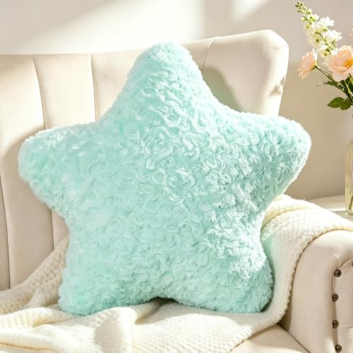 Guaginmy Cojín con forma de estrella, cojín de peluche con forma de estrella, bonito cojín decorativo, cojín de peluche para salón, sofá, niño, dormitorio, cama, regalo, 45 x 45 cm