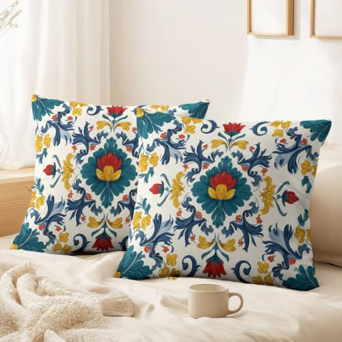 Klassisk, symmetrisk, lyxig uppsättning av 2-pack 45 x 45 cm – ingen kuddinsats dekorativa överdrag blommig, växt för soffa säng bäddsoffa utomhus heminredning