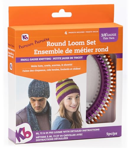 Authentic Knitting Board Premium Round Loom Set, KB8100, 3/8 Gauge