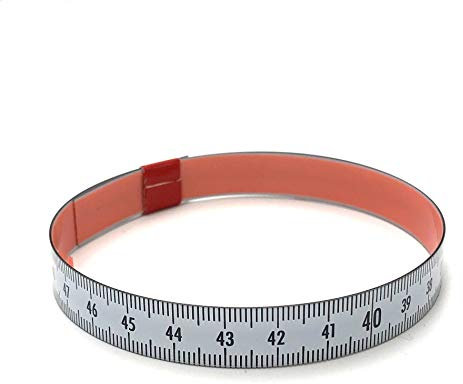 Skalenbandmaß 50m mit Selbstklebefolie - Bezifferung von rechts nach links - Stahl weiß lackiert - Breite: 13mm, mit Duplexteilung - Gehrungsband Anschlagband Rollbandmaß Lineal