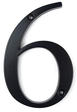 HASWARE House Number Sign 4 inch (10 cm) Modern Door Numbers Signage Plaque Street Home Address Numerals Zinc Alloy (6, Black)