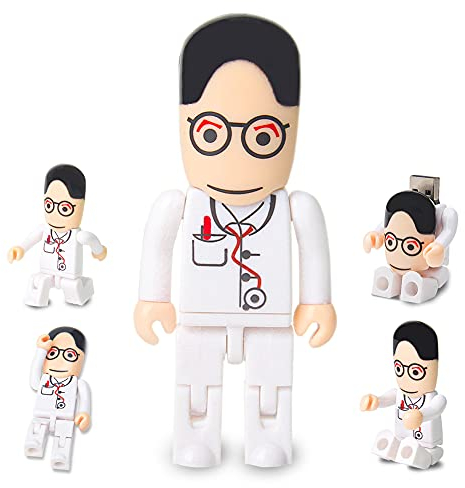 Memoria USB 64GB Modelo de Médico Lindo Unidad Flash USB 2.0 Flash Drive para Almacenamiento de Datos Externos, Blanco