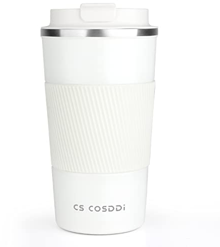 CS COSDDI Tasse à Café Isolée de Voyage en Acier Inoxydable - Double Paroi Avec Couvercle Isolant pour Voiture, Réutilisable et Écologique