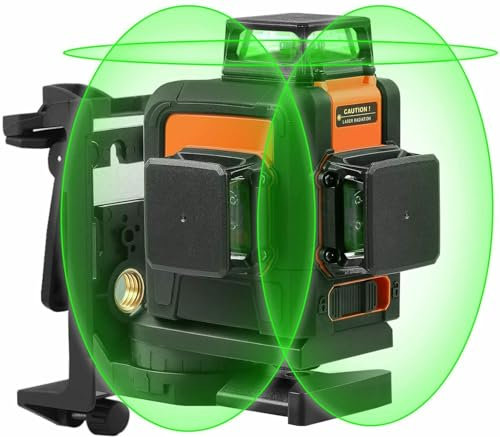 TODOT Niveau Laser 3 x 360 °, Lignes Verticales de 2 x 360 ° et Ligne Horizontale à 360 °, Laser Cross Vert 40 m SC-L08