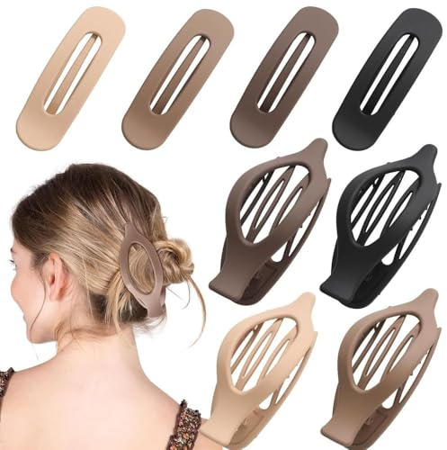 TOFBS 8 Pièces Ensemble Pinces Cheveux Minimalistes Barrettes Plates Ovales Accessoires Coiffure Pinces Griffe Maintien Solide Finition Mate