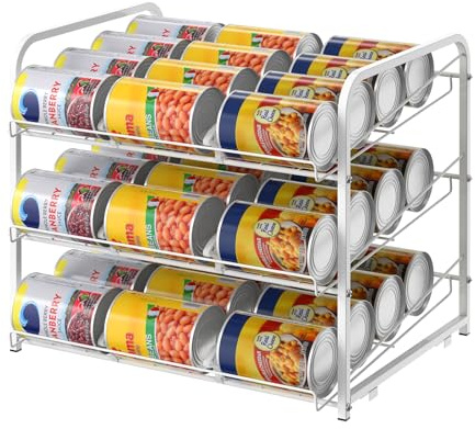 Organizador Apilable de Latas - Almacenamiento para 36 Latas, Dispensador de 3 Niveles para Armario de Cocina y Encimera de Despensa (1 Unidad, Blanco)