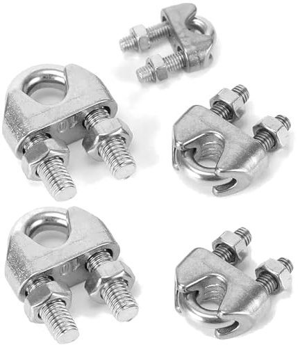 cyclingcolors 5x Morsetti per Cavo Fune Metallica Bullone a Forma di U Acciaio Zincato Tiranti per Utensili Movimentazione Fai da te, 5mm