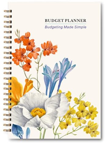 YMWALK Budgetplaner A5 Tasche - Monatlicher Finanzplaner mit Budgetbuch, Ausgaben-Tracker, Finanzplaner und Umschlagmethode, Geldmanagement und Geldsparen, Ideal für Budgetübersicht (Blumen)