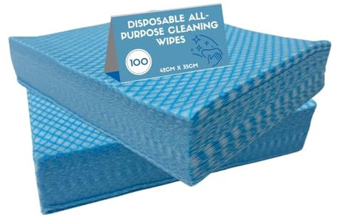 Avern All-Purpose Cleaning Cloths, 100pk Blue, 42x35cm, Lint-Free, Machine Washable