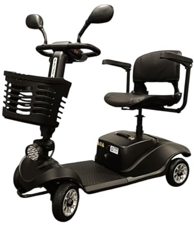 Mobility Scooter Folding Pavement Legal Travel Li-ion Detachable Battery Black with Basket and LED Light 2025 Model 20Ah