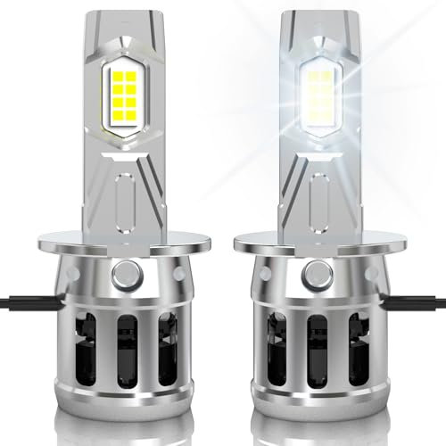 KOHYIER H3 Halogen Lampen +600% Helligkeit, 20000LM 100W 6000K Weiß 12V Auto H3 Abblendlicht Halogen Glühbirne, 2 Lampen