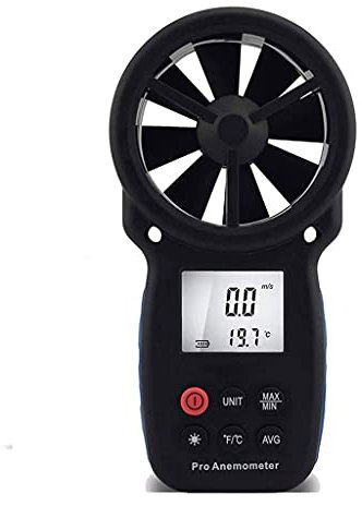 Anemómetro portátil, medidor de Velocidad del Viento, medidor de Temperatura del Viento, termómetro de Flujo de Aire con retroiluminación LCD