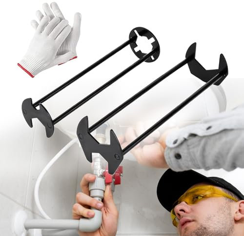 2pezzi Chiave per lavello multifunzionale, installatori di rubinetti e lavelli di 7 dimensioni, chiave esagonale a quattro griffe per l'uso in cucina e in bagno, include guanti gratuiti(nero)