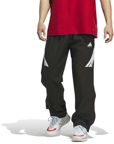 adidas Men's CrazyLite Woven Basketball Pants, Black/White, X-Large