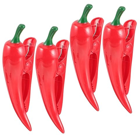 TOPPERFUN 4pcs Beach Towel Clips Chair Holders Portable Pepper Shaped Towel Holders for Holiday Pool Windproof