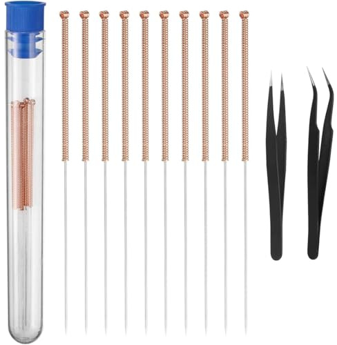 DIFLAX 10 Pièces Kit de Nettoyage Aiguilles de Buse d'Imprimante 3D, Aiguilles de Nettoyage pour Buses D'imprimante 3D - mit 2 Pince à épiler - 0,15/0,2/0,25/0,3/0,35/0,4/0,5/0,6/0,8/1,0 mm