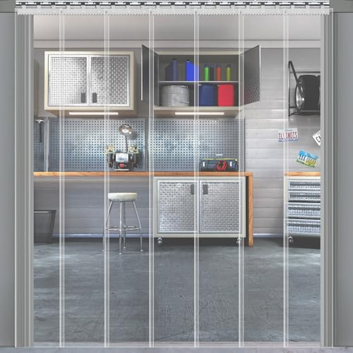 SHANNA PVC Streifenvorhang 7Stk.20x213cm, Transparent Lamellenvorhang Outdoor Türvorhang, Wetterfest Wärmeschutzvorhang Thermovorhang Kälteschutz für Kühlhäuser, Lagerhallen und Shops(91 * 213cm)