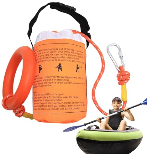 Generico Set Attrezzatura di Soccorso - Corda Riflettente da 15 m, Cavo di Sicurezza per Esterni | Dispositivo di Portatile per Il in Acqua Attrezzatura per Il galleggiamento
