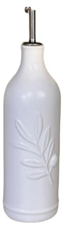 Pitycbo Dispensador de Aceite de Oliva de Cerámica, Elegante Y Práctico, Ideal para La Cocina, Blanco Automático, Individual