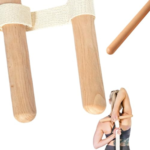 Bâton Étirement Hêtre Massif Yoga Pilates Améliore Flexibilité Jambes | Bois Hêtre Lisse, Sangle Coton Antidérapante, Étire Mollets Cuisses, Danse Yoga Débutants, Léger Transportable