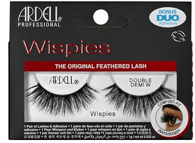 Ardell Double Demi Wispies False Eyelashes, Duo Adhesive Included, Full Volume Medium Length, Vegan Friendly, 1 Pair (Pack of 1)