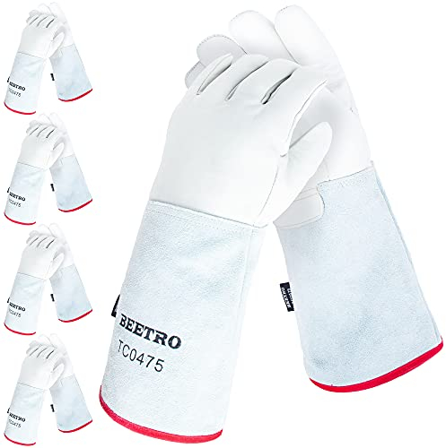 BEETRO -180℃ eller högre frostskyddshandskar 5 par för torrishantering flytande kväve lågtemperaturbeständig skyddande svamp och bomull inre 40 cm