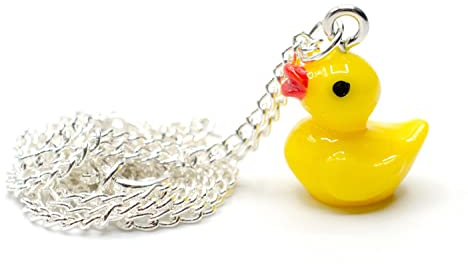 Miniblings Collier chaîne Canard en Caoutchouc 45cm Canard en Caoutchouc Baignoire Canard