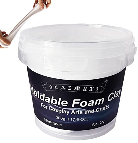 Foam Clay Cosplay Moldable Air Dry Foam Clay Craft 500g White Lightweight Sculpting Foam for Costumes Sanding Cosplay (500g, White)