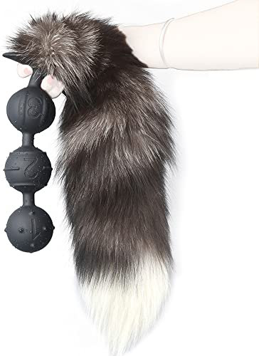 NAIXBTY Foxtail Anal Plugs Silikon Analkugeln Biegsam & Hautfreundlich Analplugs Anal Kette mit Kugeln in großem für Eine Sexuelle Stimulation,Sexspielzeug für Männer Frauen Cosplay (3 Analkugeln)