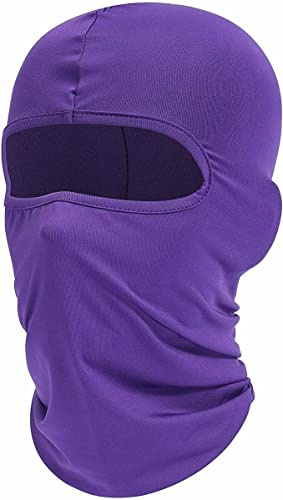 UK-UNIQUE Passamontagna Maschera per il viso, traspirante, leggero, per sci, moto, corsa, ciclismo, multiuso, passamontagna – unisex uomo, donna, bambini e ragazze, Viola, 7 / 7 1/4