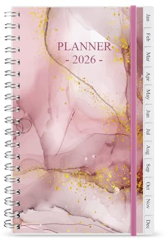 2026 Pocket Planner/Calendar - A6 Weekly & Monthly Organizer Notebook & Journal to Track Goals, Easy to Organize Your Daily Life, Medium 3.75 x 6.75, Pink