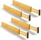 KUOGAS 4 Pcs Schubladenfach Verstellbar Bambus,Große Schublade Veranstalter mit Feder-gespannt für Kleidung, Kommode, Badezimmer, Schlafzimmer, Babyschublade(Länge 44.5~56cm Höhe 6cm)(Bamboo Color)
