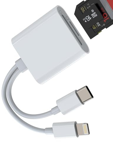 Adattatore Lettore Schede SD USB C Lightning(2 in 1)per Apple IPhone 15 14 Cavo Per iPad Micro SD Card Reader Digitale Macchina Fotografica TF Memoria Memory Esterna Chiavetta Compatibile Per Samsung