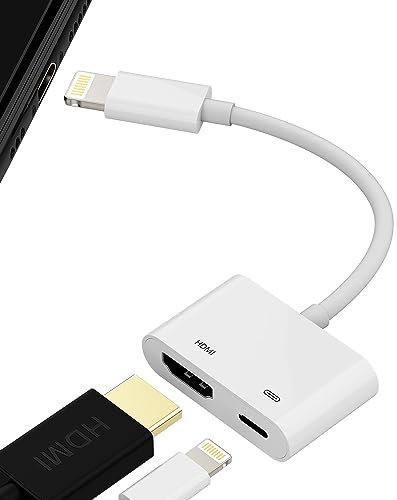 Lightning to HDMI Adapter (2in1)for iPhone Cable for Apple TV for iPad Mini AV Converter Hub Connector 4K Projector Screen Digital Adaptor Charging Connectors Devices Monitor Port Movie Display Videos
