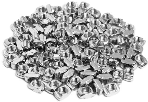 100 Stück Nutensteine M5 für Nut 6 in Aluprofil 20x20, T-Nutensteine aus Kohlenstoffstahl, Vernickelt für Erhöhte Rostbeständigkeit, für Konstruktionen und Befestigungen, Hat gute Prozessleistung