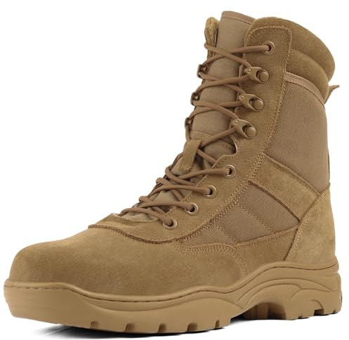 QUNLON Botas Militares Tácticas Hombre Botas Policiales con Cremallera | Soporte Cómodo de Tobillo Suela Antideslizante Durabilidad Apto para Moto Combate Senderismo