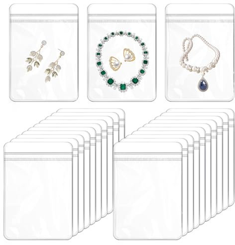 ElevateTech Clear PVC Jewelry Bag - 80 PCS Portable Storage Pouch for Anti-Tarnish Protection - Gift for Women and Girls