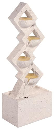 Fontaine de Jardin en Résine Extérieur avec Éclairage LED Beige Shegar