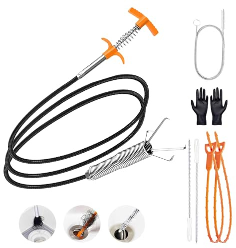 Drain Snake Hair Drain Clog Remover Tool Set, Flexible Grabber Claw Pick Up Reacher Tool, Sink Drain Cleaner for Toilet Sewer Shower Kitchen Bathroom Tub Clogged Drains Opener Cleaning Tool