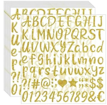 Pevlkawr 8 Hojas Pegatinas De Letras Brillantes Letras Adhesivas Pegatinas Numeros Adhesivos Doradas Para Buzón,diy, Álbumes De Recortes, Gorra De Graduación, Botella De Agua, Buzones, Coche