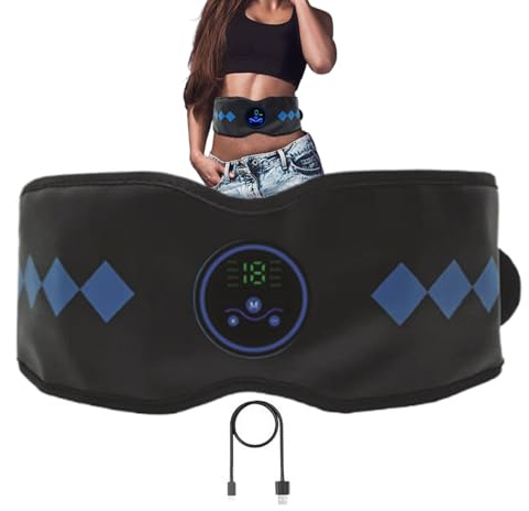 Genérico Cinturón de Masaje Abdominal - Kit de Moldeado Inteligente Recargable por USB con 19 Niveles,Máquina Reductora Abdominal | para Rutina de Belleza SPA en Casa Recuperación Post Entreno